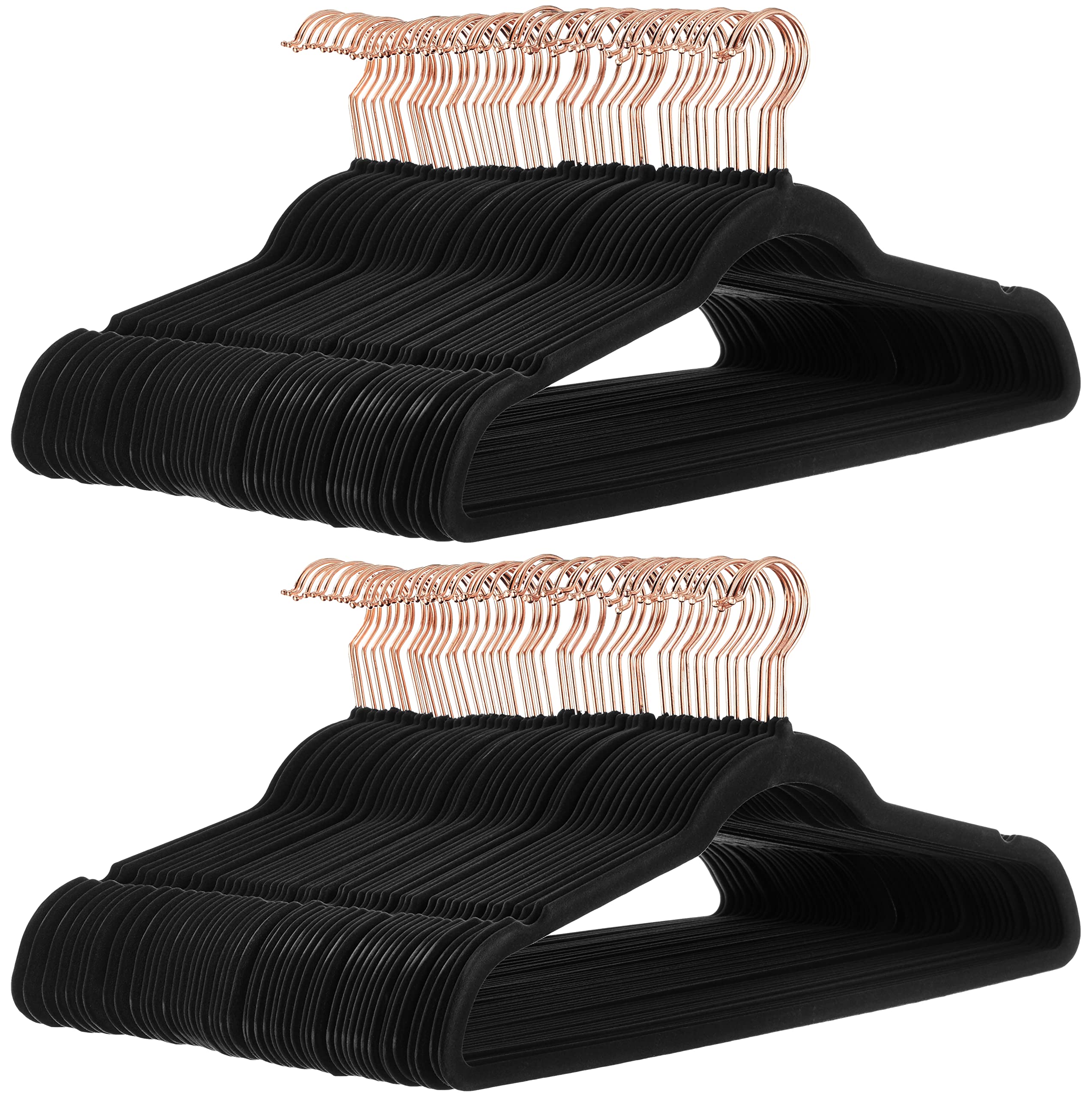Amazon Basics Slim, Velvet, Non-Slip Suit Clothes Hangers, Pack of 50, Black